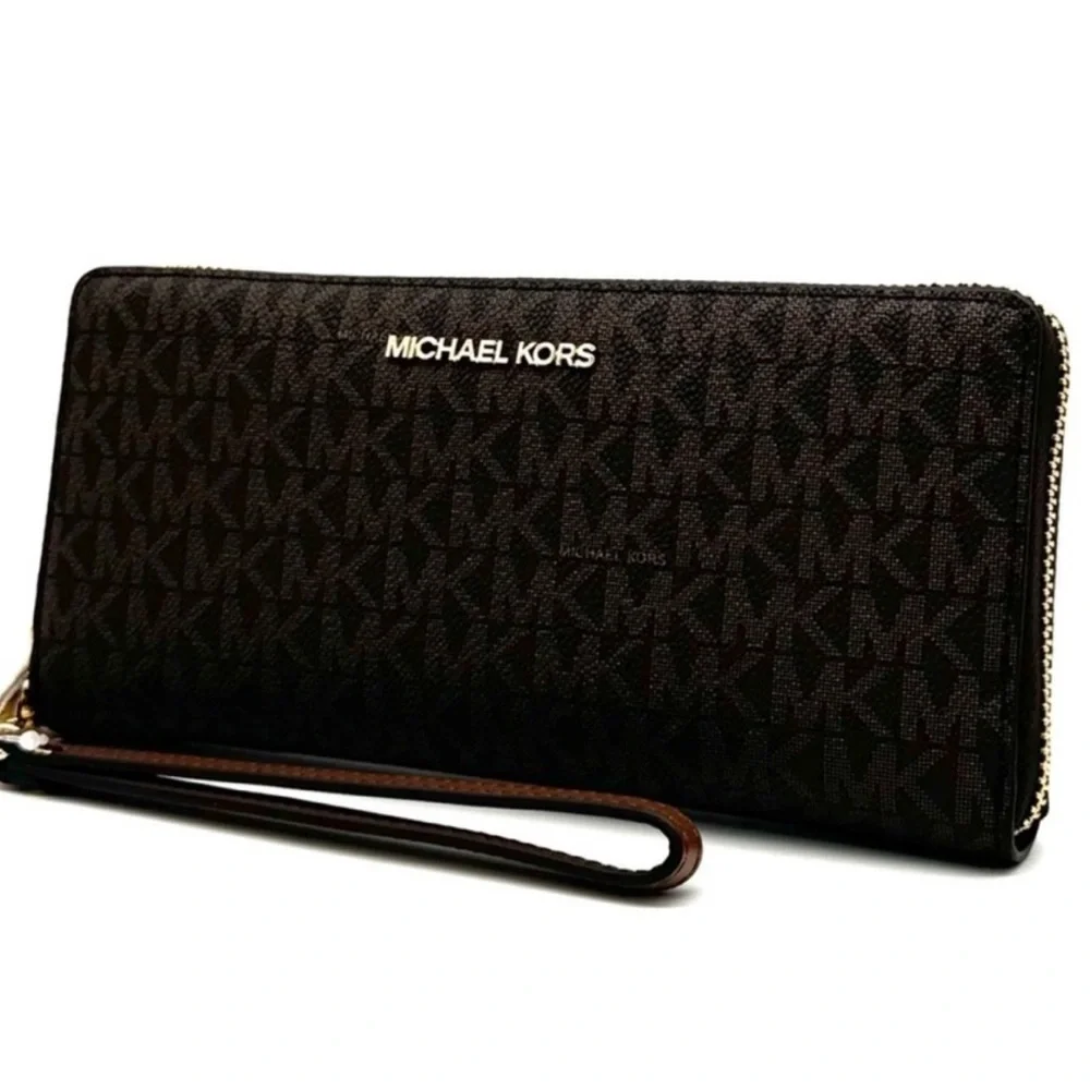 Michael Kors Large Jet Set Travel Chain Shoulder Bag & Continental Wallet Brown